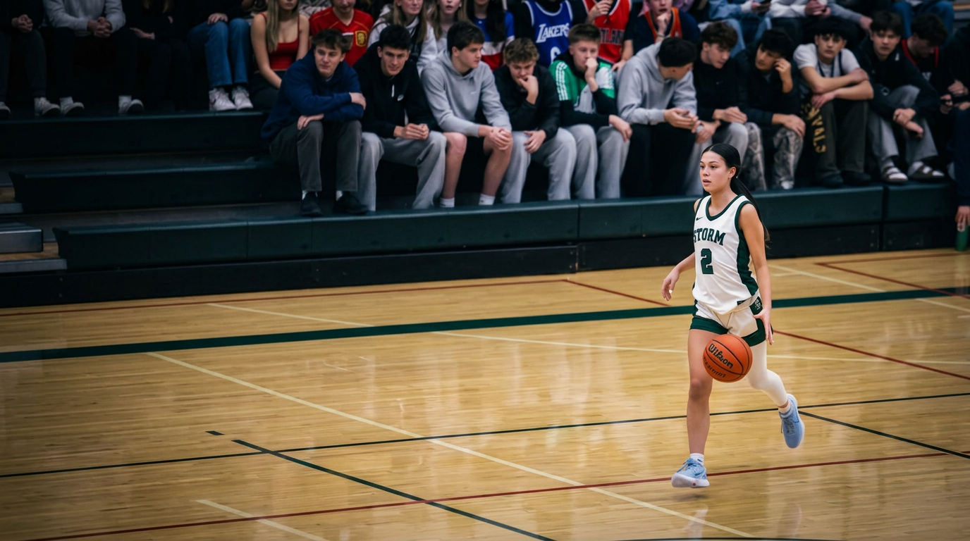 Summit basketball player driving to the basket